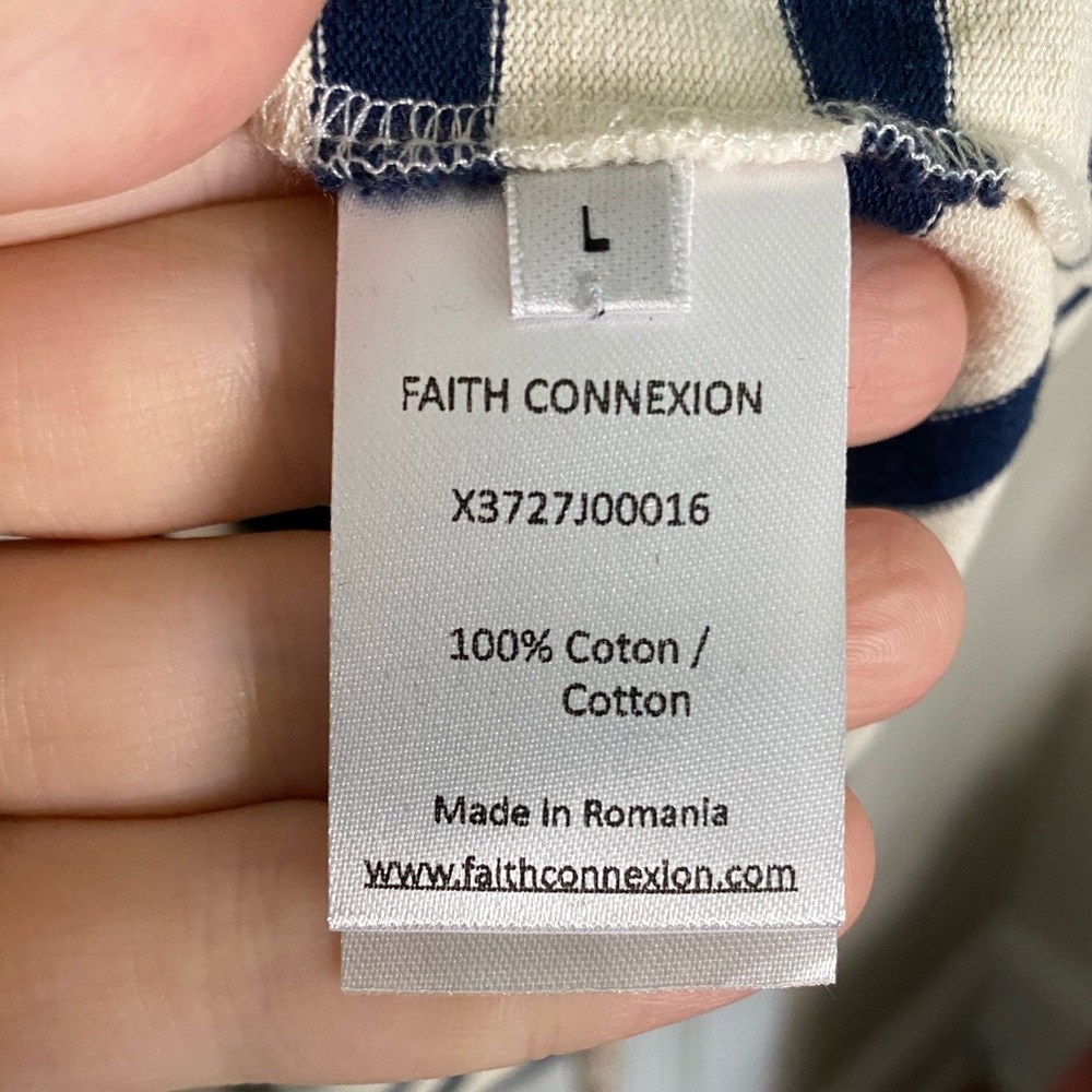 Faith Connexion Ecru & Navy Over Sailor Tee Shirt - Picture 6 of 9